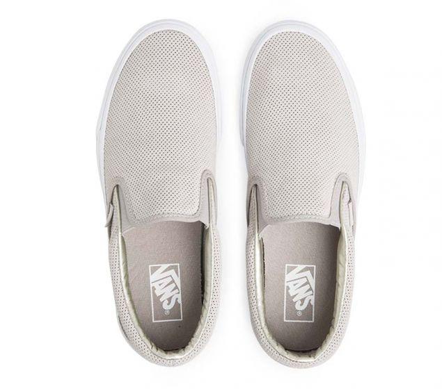 The Perforated Suede Classic Slip-On features low profile slip-on perforated suede uppers,, padded collars, elastic side accents, and signature rubber waffle outsoleVANS | CLASSIC SLIP-ON (PERFORATED SUEDE)123