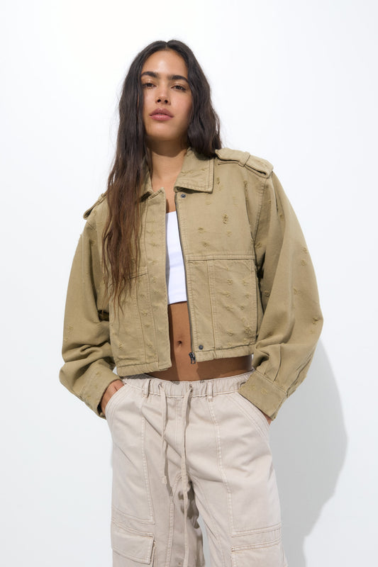 Cropped jacket with broken detail